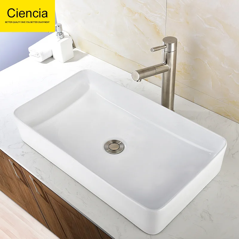 

Ceramic Table Basin Bathroom Wash Basin Rectangular Minimalist Style Wash Basin Balcony Wash Basin Hotel Wash Basin