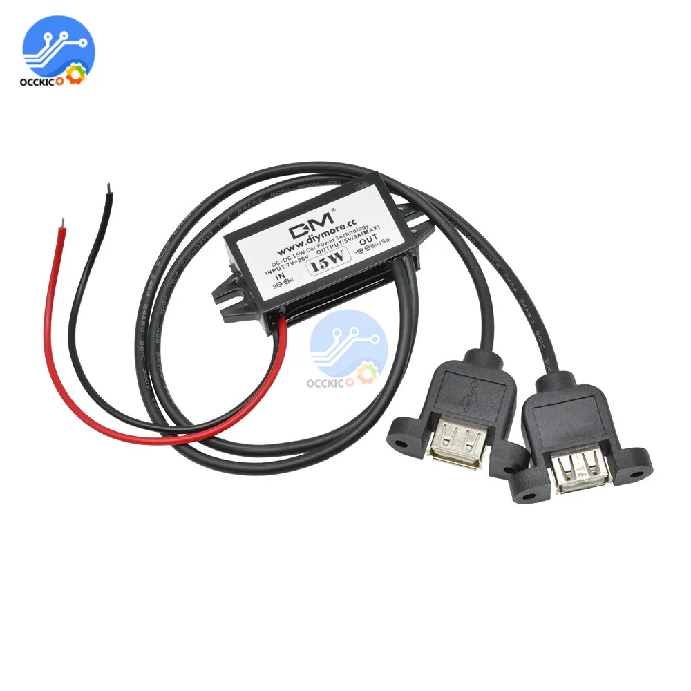 2 портный Dual USB DC от 12 В до 5 пост Max 3A автомобиля Мощность преобразователя