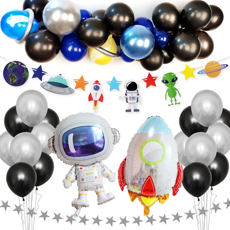 Вечерние космические космонавты, ракета, корабль, воздушный шар из фольги, Галактика/Солнечная система, вечерние украшения для мальчиков, день рождения, вечеринки