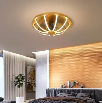 

New Nordic modern geometric design ceiling fan lamp acrylic LED lighting dimming bedroom fan lamp hall ceiling lamp