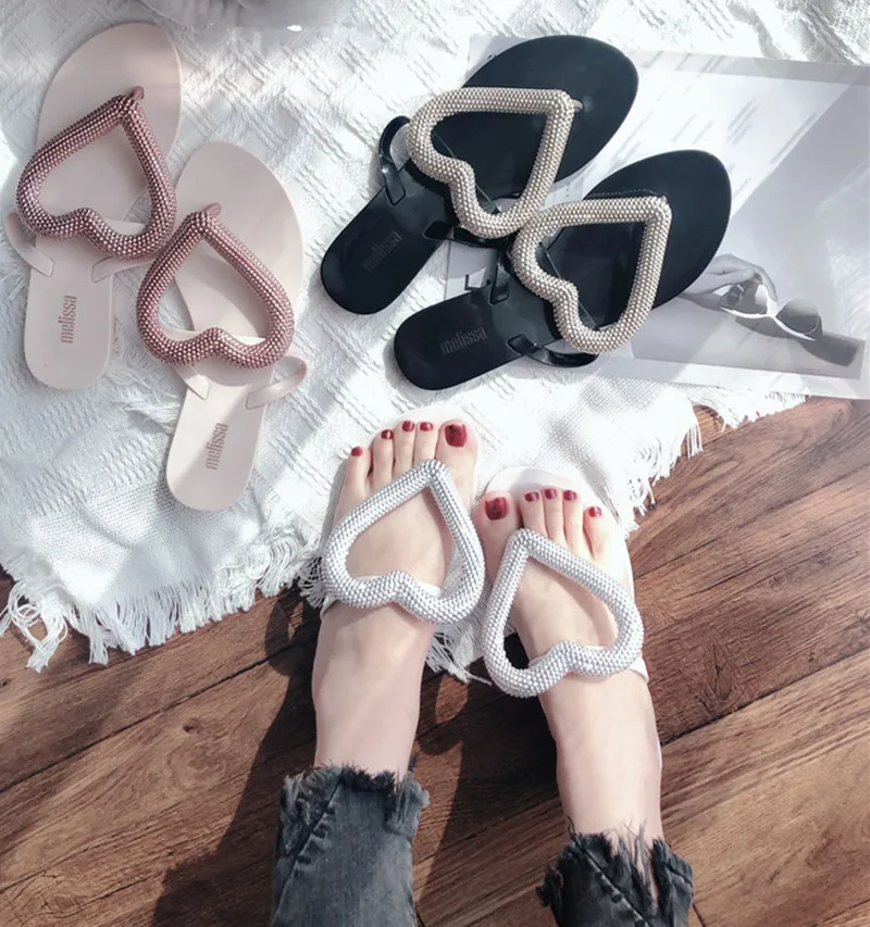 Женские шлепанцы с большими сердечками Melissa оригинальные брендовые желейные