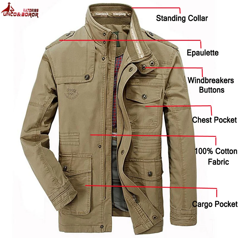 

plus size 6XL 7XL 8XL 100% cotton Jackets Men Military Cargo Jackets Tactical Combat Business male Coat Pilot Bomber Jackets men