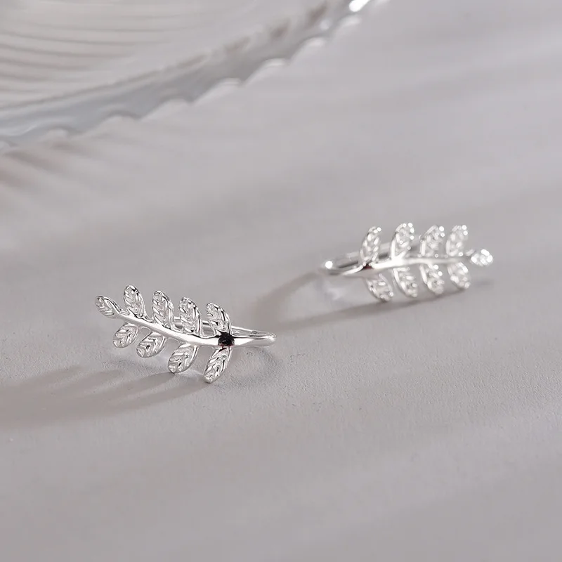 Серьги-гвоздики, серьги из стерлингового серебра S925 пробы, модная форма серебряного листа, женские аксессуары для ушей, серьги, ювелирные изделия для ушей, подарок для женщин