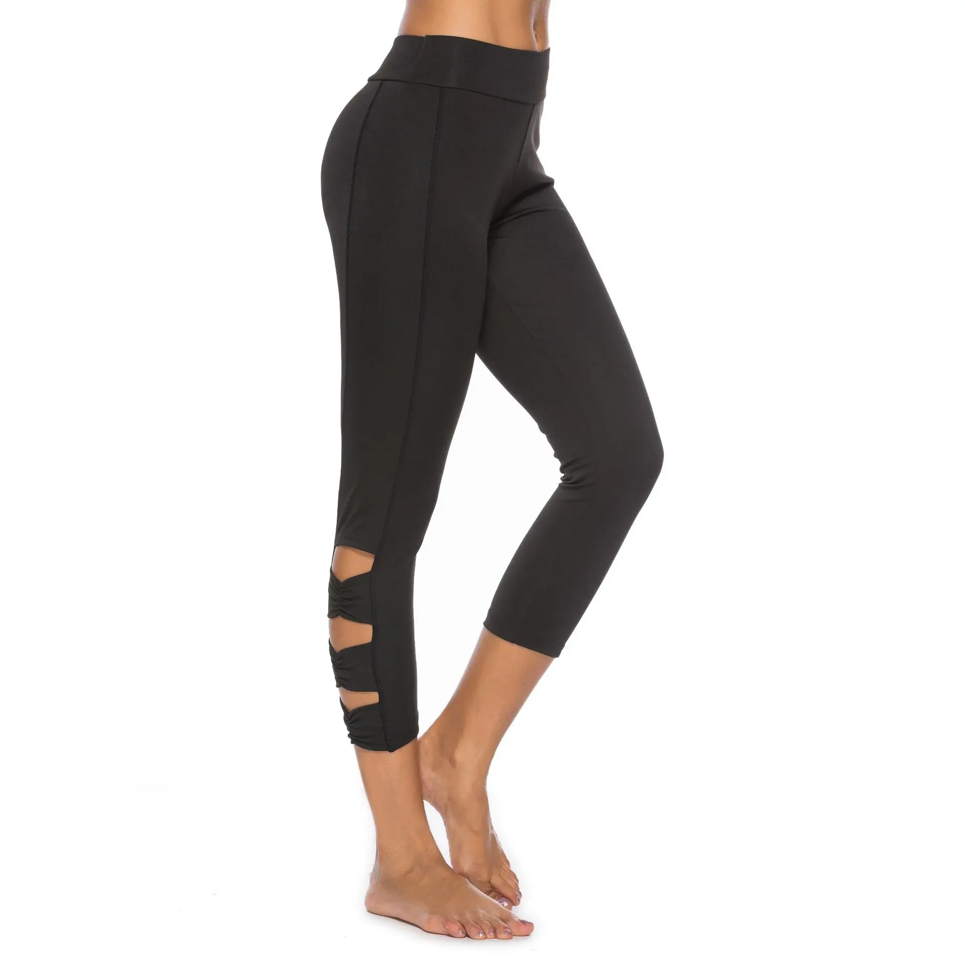 Slim Pants Cropped Leggings 2020 New High Waist Leggings Butt Stitching Solid Color Sports Skinny Pants F5A140