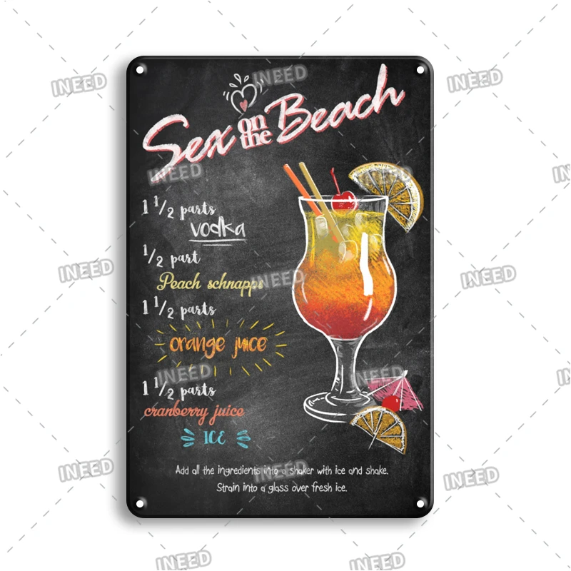 INEED Vintage Metal Tin Sign Decorations Gin & Tonic Cocktail Plate Decorative Poster Plaque Retro Bar Kitchen Home Wall Decor