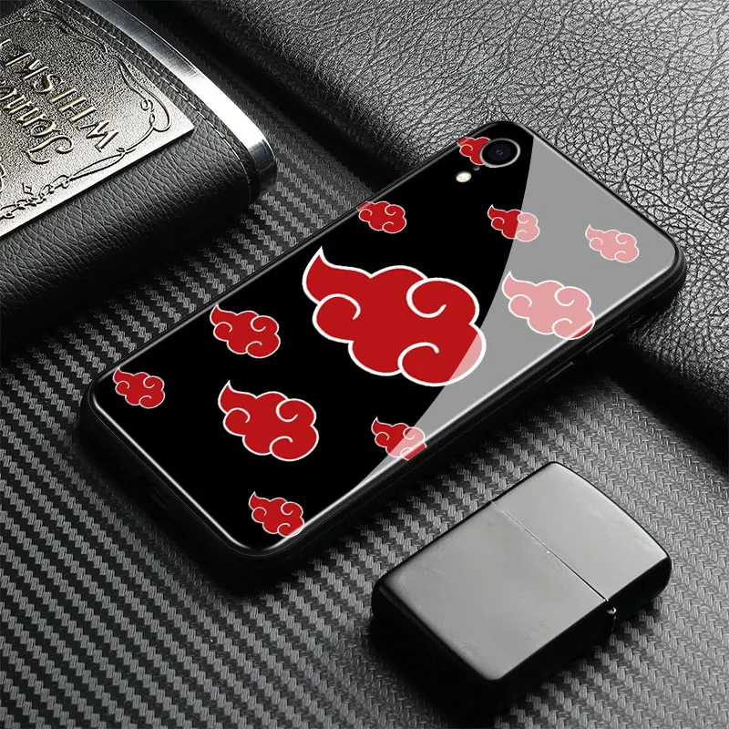 Akatsuki чехол для телефона Аниме Наруто из закаленного стекла, силиконовый чехол для Apple iPhone 6 6s 7 8 plus x xr xs 11 Pro max