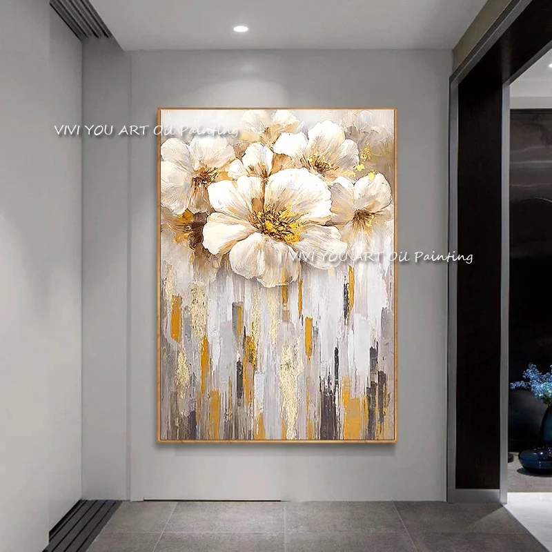 柔らかい ART8YUQI Paintings 3D Texture Wall Art Abstract Picture Contemporary  Abstract Art Painting Gold Flower Modern Artwork Oil Painting for Decor  24x36 I