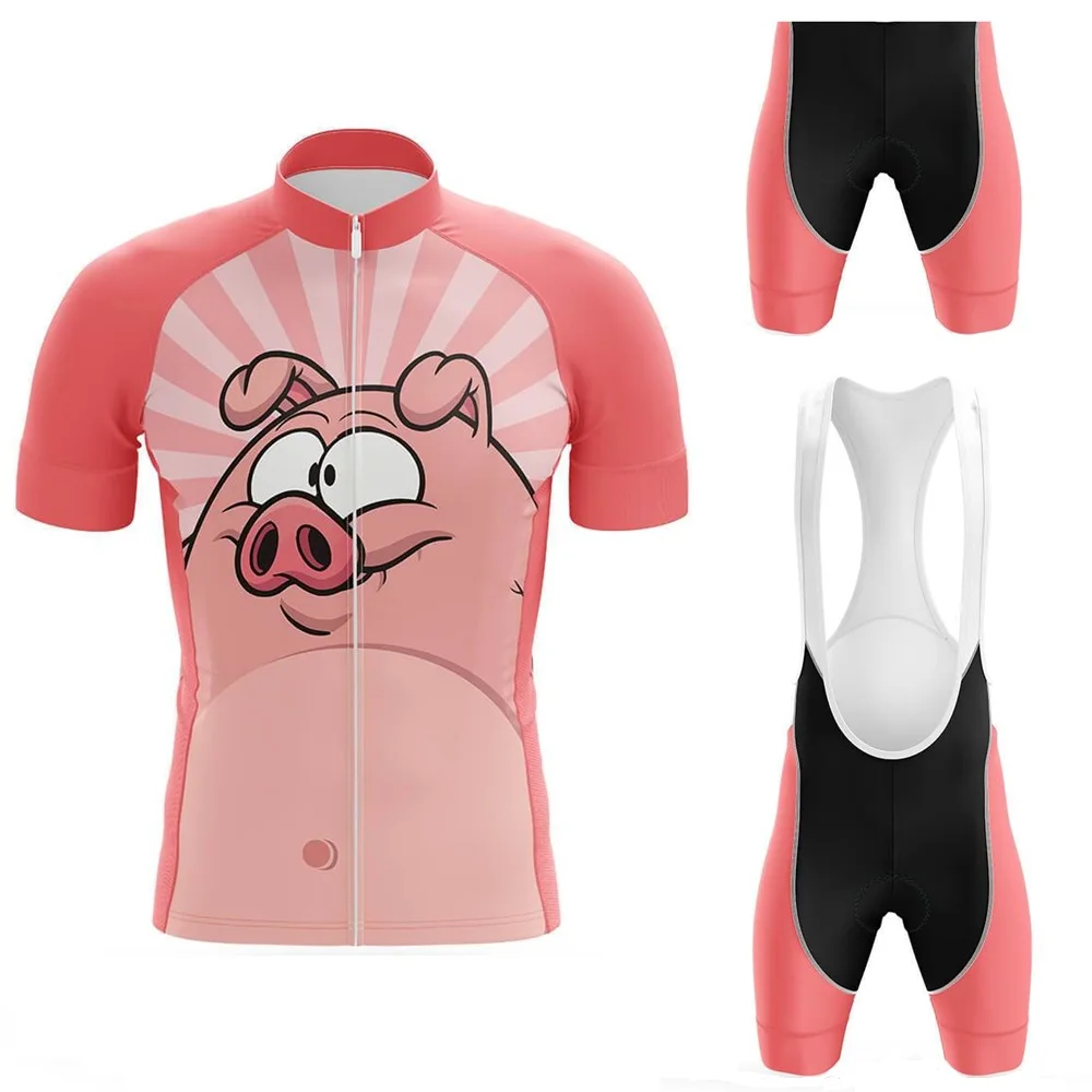 2020 Funny Pig Cycling Jersey Set Pink Cycling Clothing Women's Road