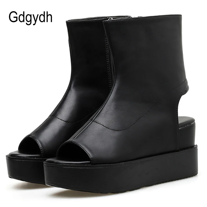 Женские босоножки из флока Gdgydh черные однотонные искусственной кожи на