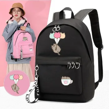 

Fat Cat Student Backpacks Anime Kawaii School Girls Bags Solid Circle Decorate For Teenagers Casual Travel backpack