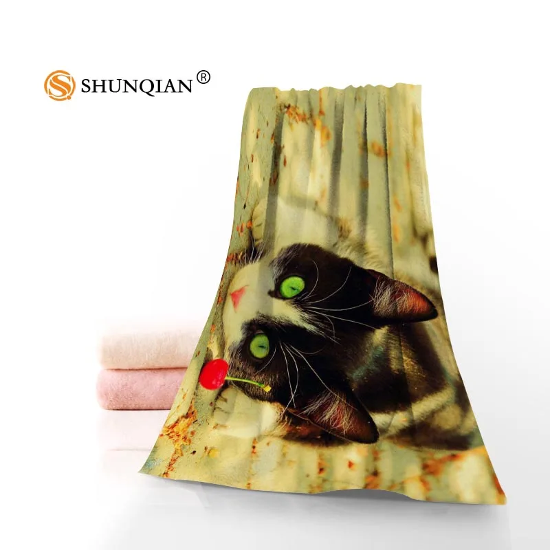 Custom Lovely cat 35x75 см полотенце для лица s facmarleth бамбуковое волокно мочалка быстросохнущее спортивное полотенце Прямая - Цвет: 13