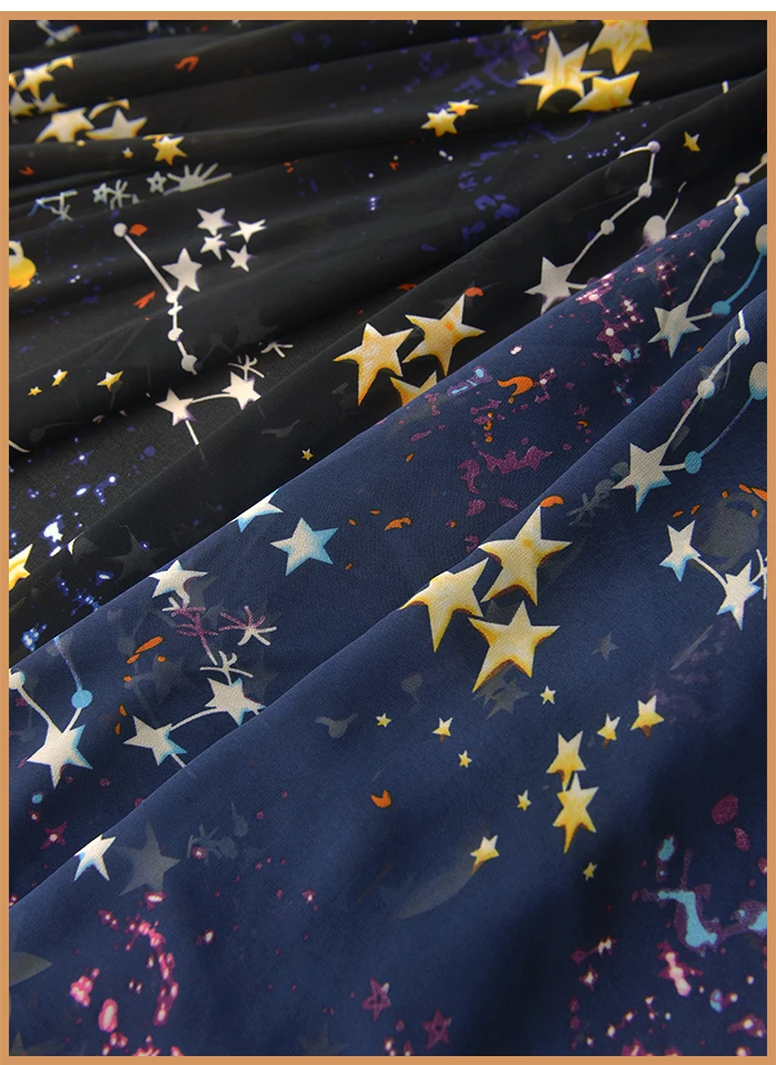 Галактические космические звезды шифон ткань разнообразие одежды халат покрытая ткань для шарфа