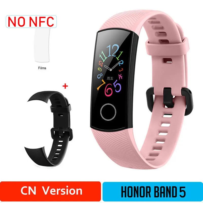 CNPink5moB HONOR Band 5 наручный браслет NFC умный кислород крови несколько циферблатов активности пульса Фитнес Сна отслеживатель шагомер глобальная версия - Цвет: CNPink5moB