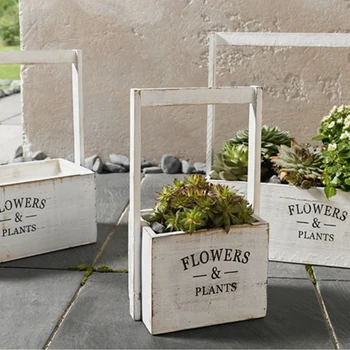 

3Pcs Flower Pots Wooden Boxes Planter Storage Display Boxes Ornament Retro Statue Outdoor Fences Lawn Yard Garden Decoration