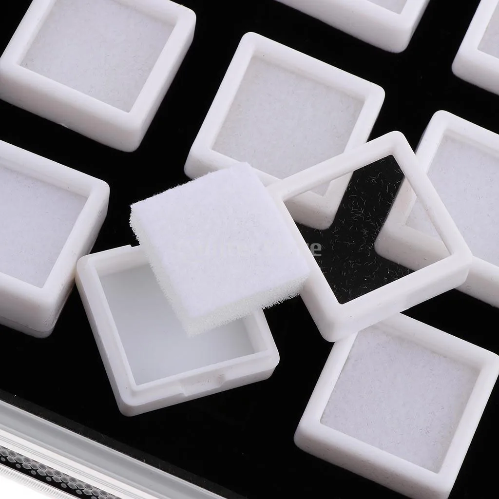 Aluminium Alloy Box Gem Jar Foam Insert Tray Jewelry Display Organizer Gemstones Beads Storage Case Jewelry Packaging