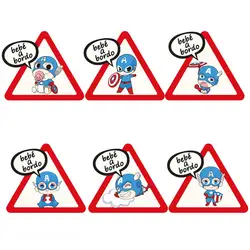 6 шт. детские наклейки на борт в испанском стиле, виниловые наклейки для автомобиля с изображением супергероев из мультфильмов, водостойкие