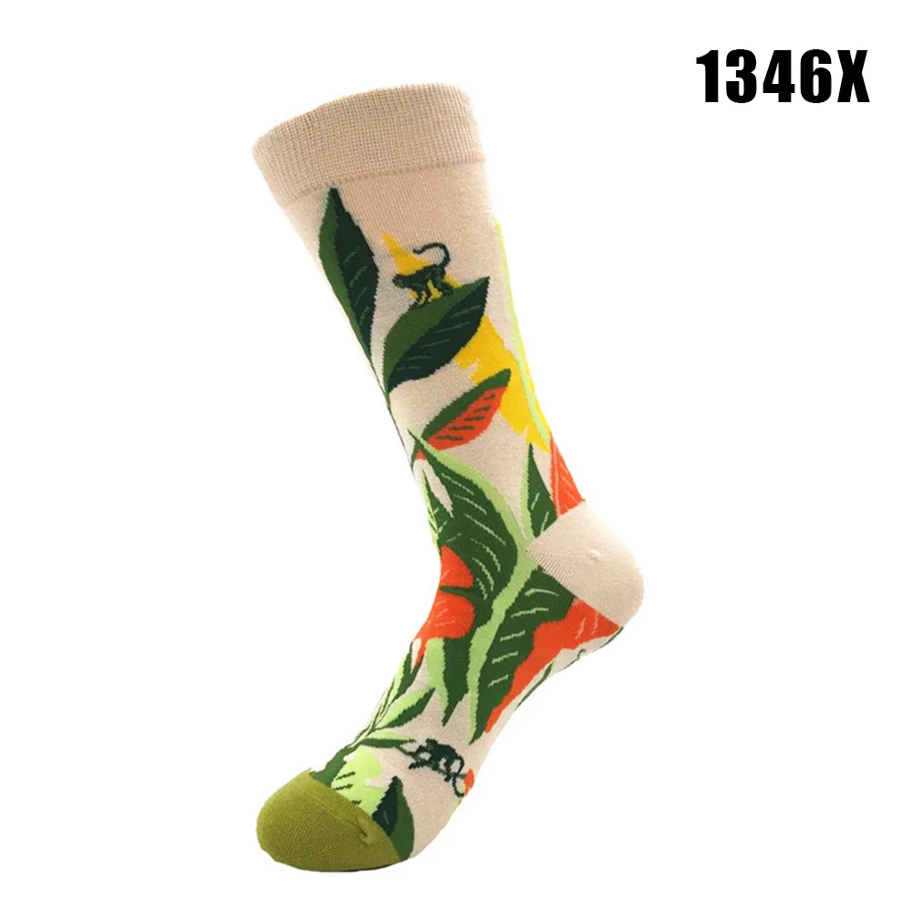 Популярные женские средние носки цветные животные растения геометрический фруктовый принт мужские носки унисекс дышащие носки 19ING - Цвет: 1346X