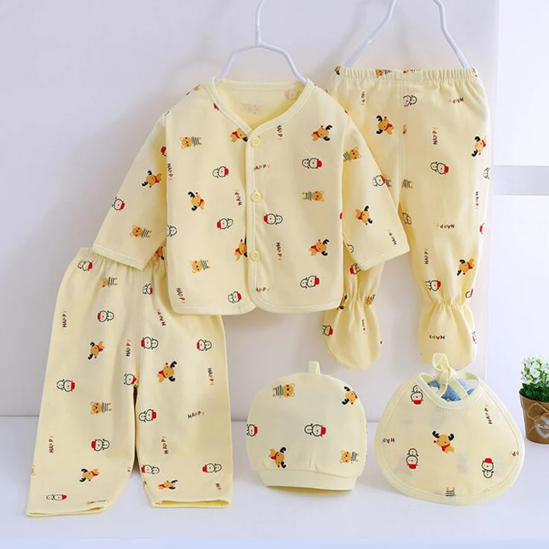 baby outfit matching set Bekamille Newborn Baby Clothing Suit (5pcs/set) Baby's Sets Boys/Girls Bibs Hat Pants Tops Cotton 0-3months Baby Clothing Set classic