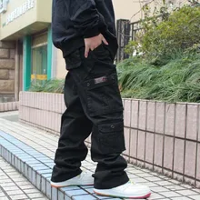 Красивые брюки в стиле хип-хоп, Мужская одежда, повседневные шаровары с большими карманами, брюки-карго, мужские хлопковые джоггеры, Свободные мешковатые, размера плюс