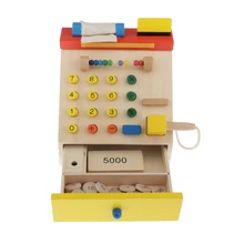 Имитация супермаркета игрушечная касса деревянная имитация кассовый терминал дети ролевые игры игрушка-пазл для раннего развития игра игрушка