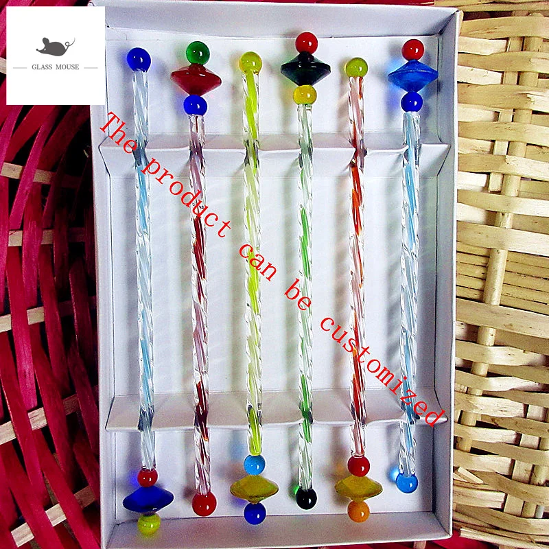 

Custom Colored Christmas decor handmade Cocktail Drink Glass Mixer Rod Bar Puddler Muddler Stirring Mixing sticks Ladle Stirrer