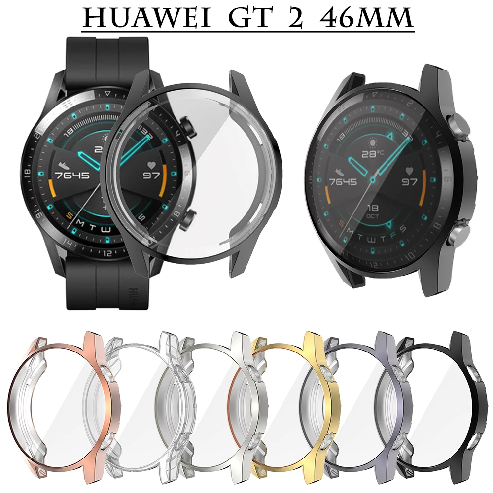 Funda fina a prueba de golpes para Huawei Watch GT 2, carcasa Flexible  chapada en TPU suave de 46MM y 42MM, parachoques protector de pantalla  completa para gt2|Funda de reloj| - AliExpress