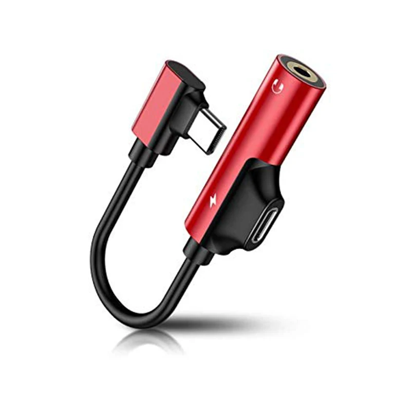 Красный OTG Тип C до 3,5 мм AUX и USB C Женский аудио адаптер 2в1 для Xiaomi 8 samsung S9 адаптер для наушников - Цвет: Красный
