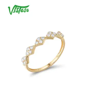 

VISTOSO Genuine 14K 585 Yellow Gold Ring For Women Sparkling Diamond Rhombus Rings Promise Engagement Anniversary Fine Jewelry