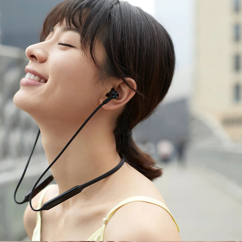 Huawei FreeLace спортивные наушники с микрофоном ушной крючок huawei Bluetooth 5,0 беспроводной для наушников, карты памяти кабель металлическая полость жидкий силикон магнитный переключатель