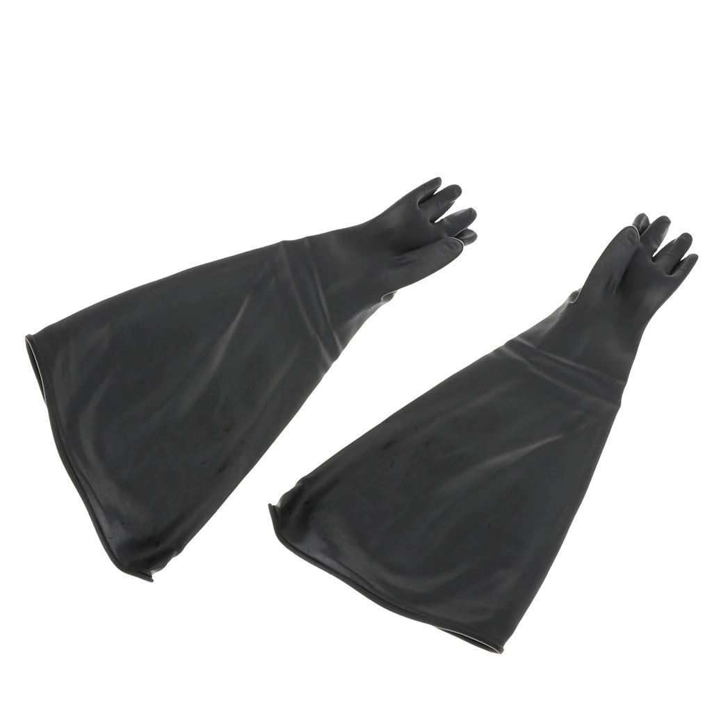 Heavy Duty Latex Gloves Accs, Resist  Alkali And Oil, 60cm 1 Pair, Black