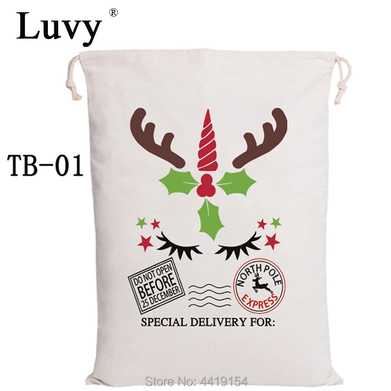 

Luvy 30pcs/lot Santa Sacks Christmas Bag Drawstring Canvas Bag Large Santa Claus Party Decoration Christmas Gift Kids Candy Tote