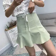 DSstyles женская летняя однотонная плиссированная юбка средней длины с антибликовым покрытием Повседневная простая юбка с высокой талией