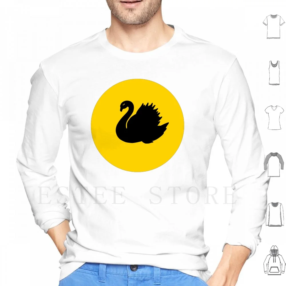 Western Australia Badge Felpe Con Cappuccio Manica Lunga Swan West Western Yellow Gold Black Cigni Bird Symbol State Australia