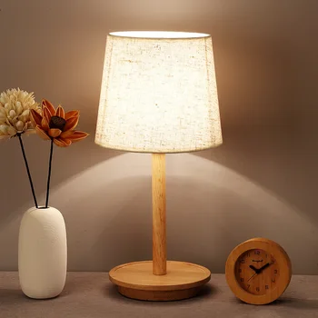 

Modern Bedroom Wooden Table Lamp LED Creative Wood Warm Home Decoration Table Lamp Solid Wood Bed Head Japanese Style Table Lamp