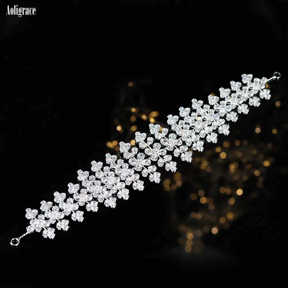 2022 Fashion Cubic Zirconia Soft Headband CZ Wedding Hairband for Women Diadem Bride Princess Headpiece Crowns Hair Accessories