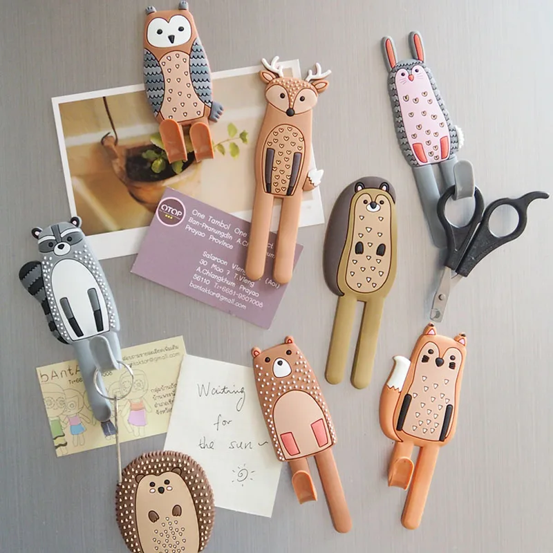 

Cute Fridge Magnets Cartoon Animal Refrigerator paste Sticker Key Holder Creative Foldable Hook Souvenir for Kids Home Decor 1P