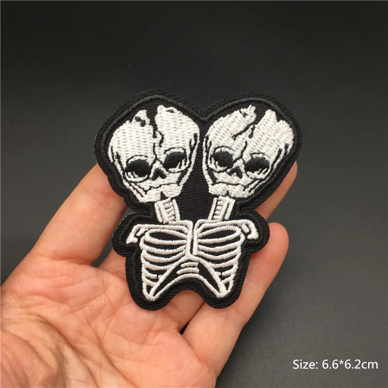 Black and White Ghost Zipper Embroidered Iron-On Punk Patches