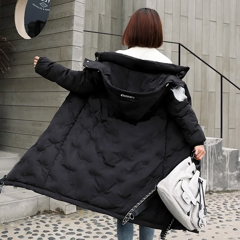 

2019 New Style Cotton-padded Clothes Women's Europe And America Long over-the-Knee Cotton Coat Large Fur Collar Versitile Fashio