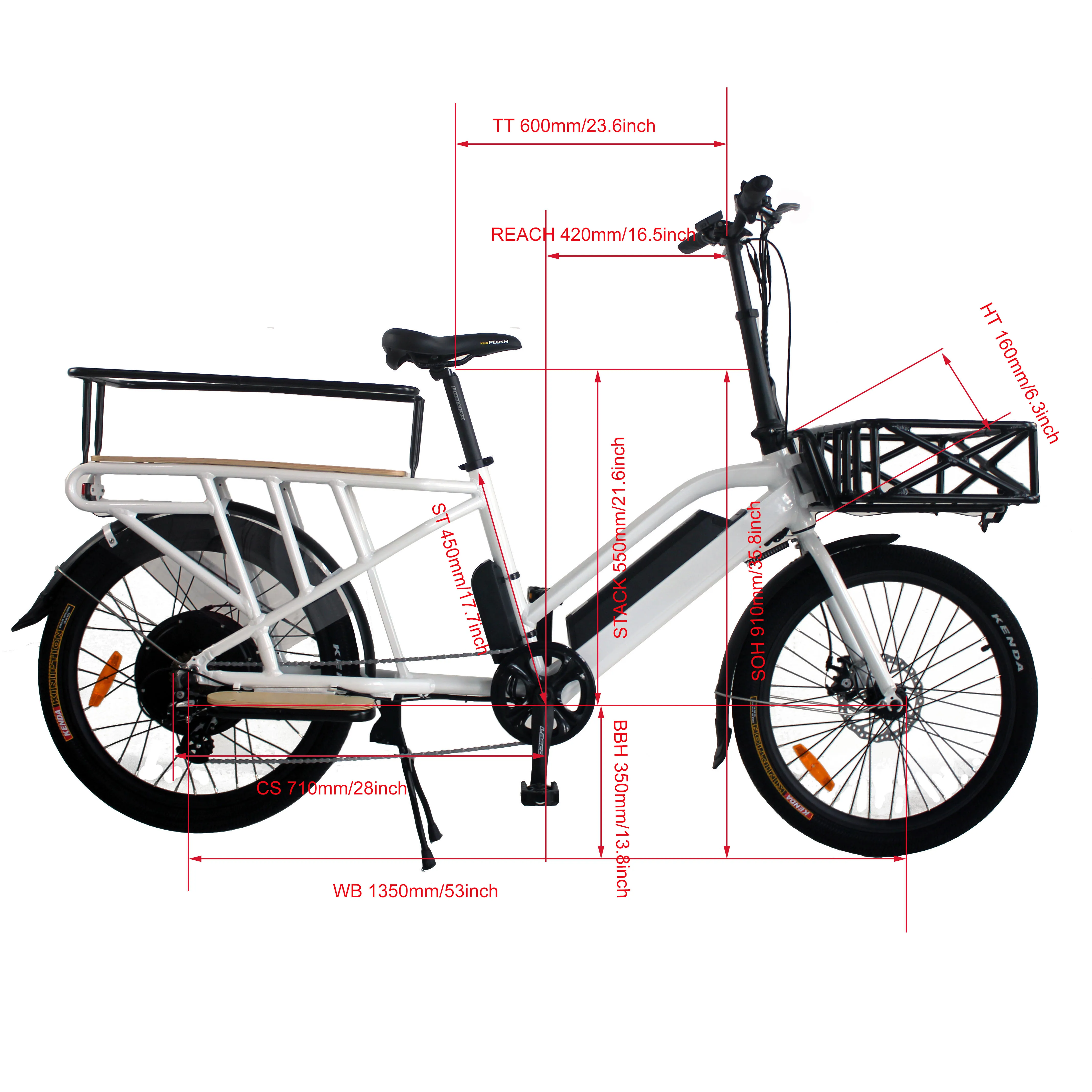 Груза падения США/CA 24 дюймов 48V750W грузовой Ebike с задним двигателем ступицы и 500C красочный дисплей для семьи или UberEats