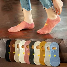 5 пар/лот, Женские Повседневные Дышащие носки, хлопковые носки ярких цветов, невидимые Нескользящие укороченные носки