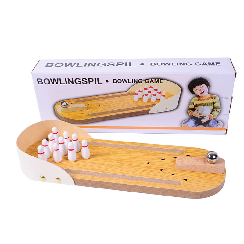 

Mini Bowling Board Game Wooden Children's Puzzle Innovation Toys Real Wooden Parent-child Fun Ball