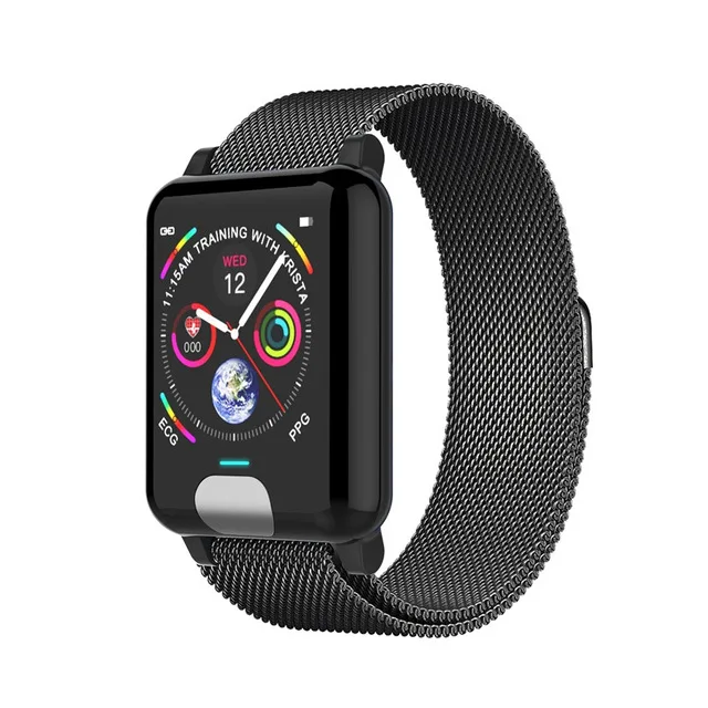 GEJIAN Смарт-часы ECG PPG измерение артериального давления IP67 трекер активности Gps Smartwatch браслет сердечного ритма IOS мобильный телефон - Цвет: Net belt black