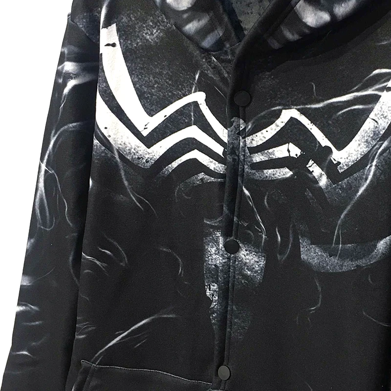 Аниме супергерой Venom Eddie Косплей костюмы Эдварда Брока Тренч худи с пуговицами куртки теплая зимняя толстовка с капюшоном пальто Новинка