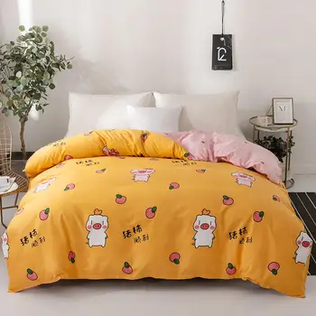 

cotton Bedding Set Happy pig Bed Set yellow Cartoon Duvet Cover Set Bed Sheet Pillowcases Twin Queen King size bed
