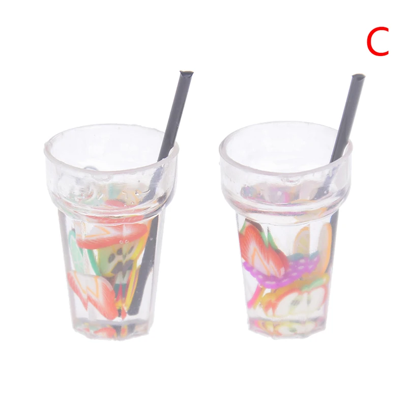 2pcs Смола кукольный домик мини лимонная чашка для воды миниатюрный кукольный домик аксессуары кукольный домик бутылки минеральной воды пива игрушечная бутылка украшения - Цвет: 2pcs