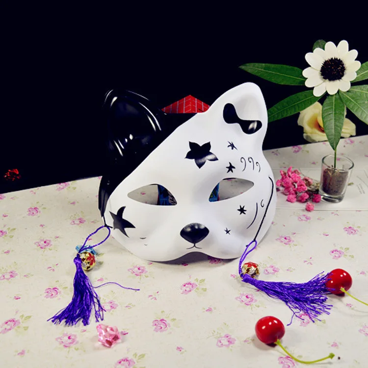 

Hefeng cos half face cat mask animation fox Cosplay dance mask