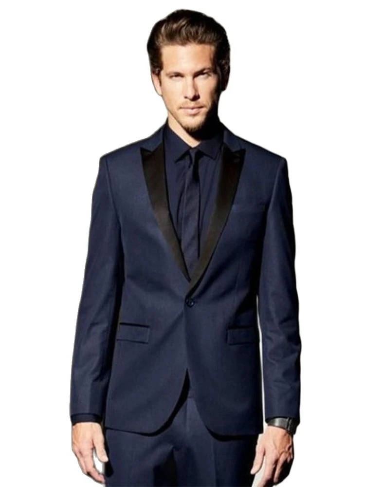 Navy Suit Trajes Azul Marino Con Camisa Negra Traje Azul Marino