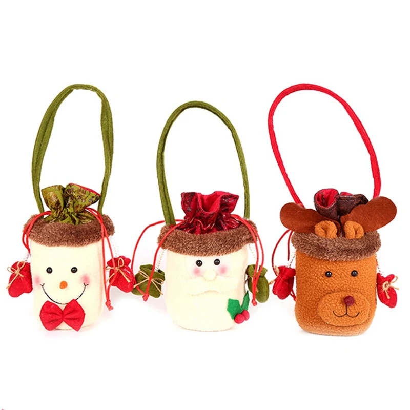 1 шт., Рождественская Детская конфетная сумка, хлопковый Санта-Клаус, снеговик, подарочная сумочка на Рождество, Детская сумка, контейнер на
