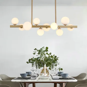 

Nordic Glass Beans Led Chandelier Lighting Lustre Copper Dining Room Led Pendant Chandeliers Lights Foyer Led Suspension Lamp