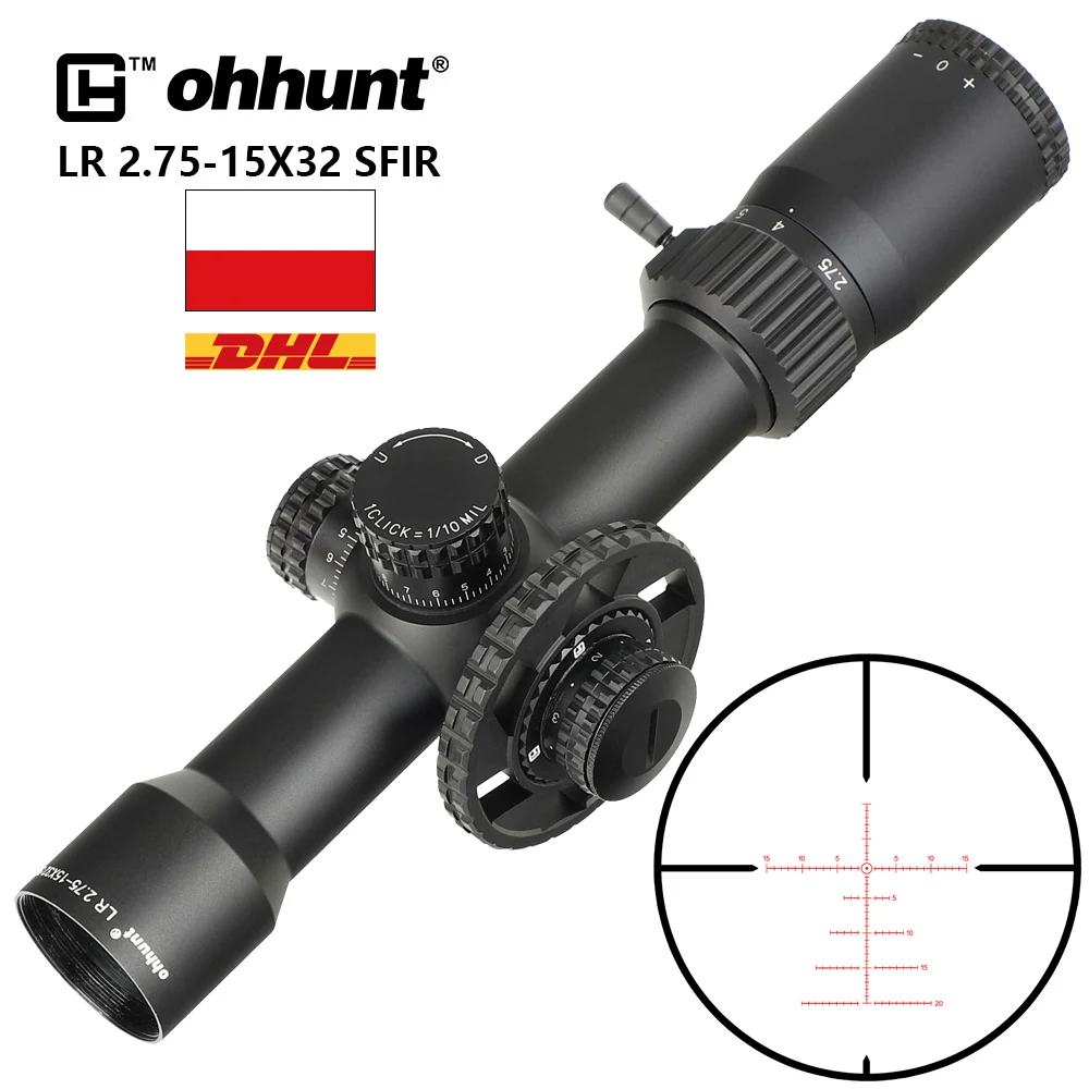 Охотничий прицел ohhunt LR 2 75-15X32 SFIR боковая параллаксная стеклянная гравированная